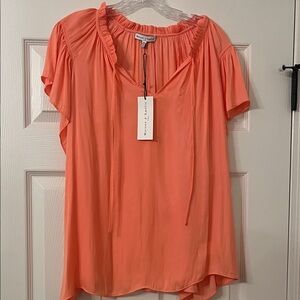 Minnie Rose Coral Peasant Blouse - Women's
